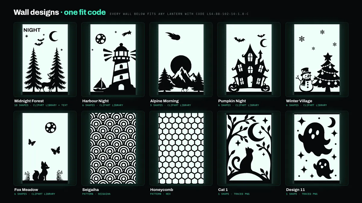 Ten wall designs for one fit code