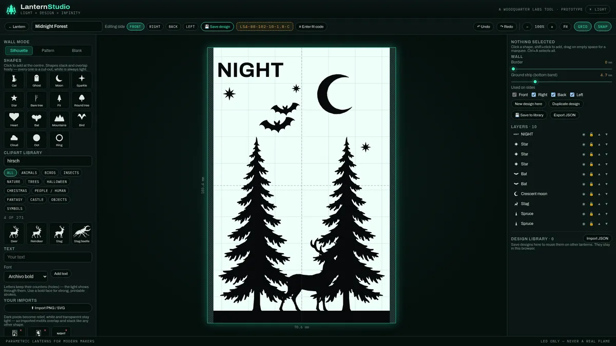 Wall editor with clipart, text and tracing