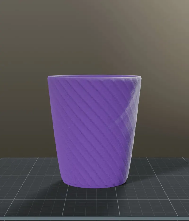 Rounded rectangular bowl with vertical fluting, rendered on a print bed